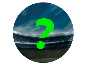 An empty stadium with a green question mark superimposed over the top.